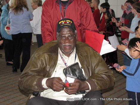 An African-American World War II Veteran In Washington DC to visit the Memorial.