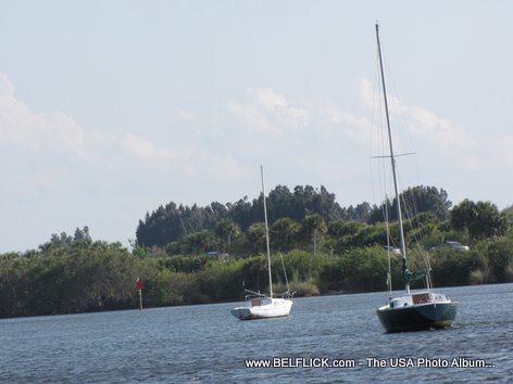 Boats On The Indian River, Castaway Point Park, Palm Bay Florida